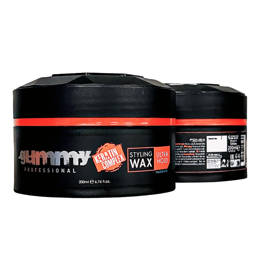 Gummy Ultra Hold wax jar with keratin complex label