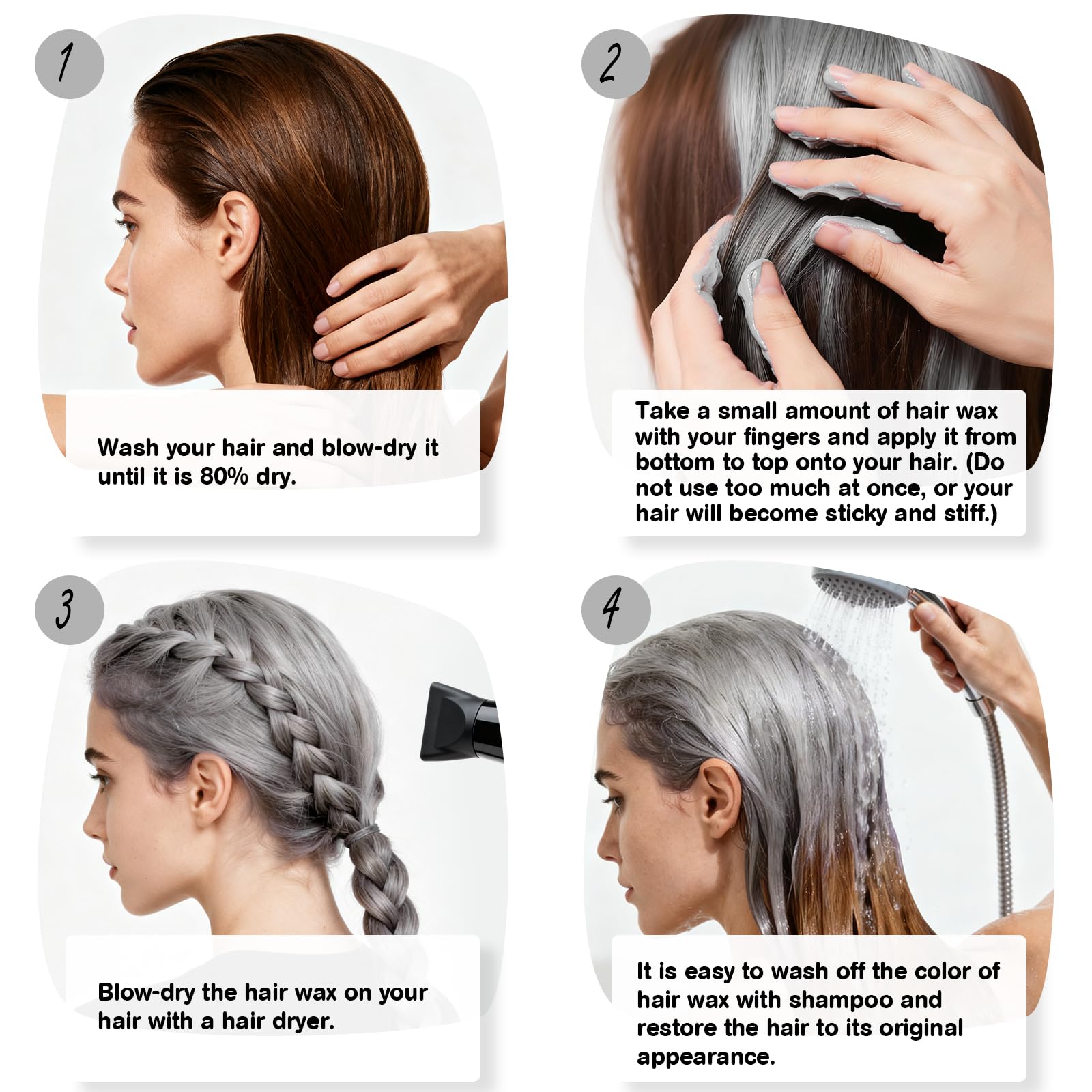 Matte finish temporary silver hair styling mud lifestyle view