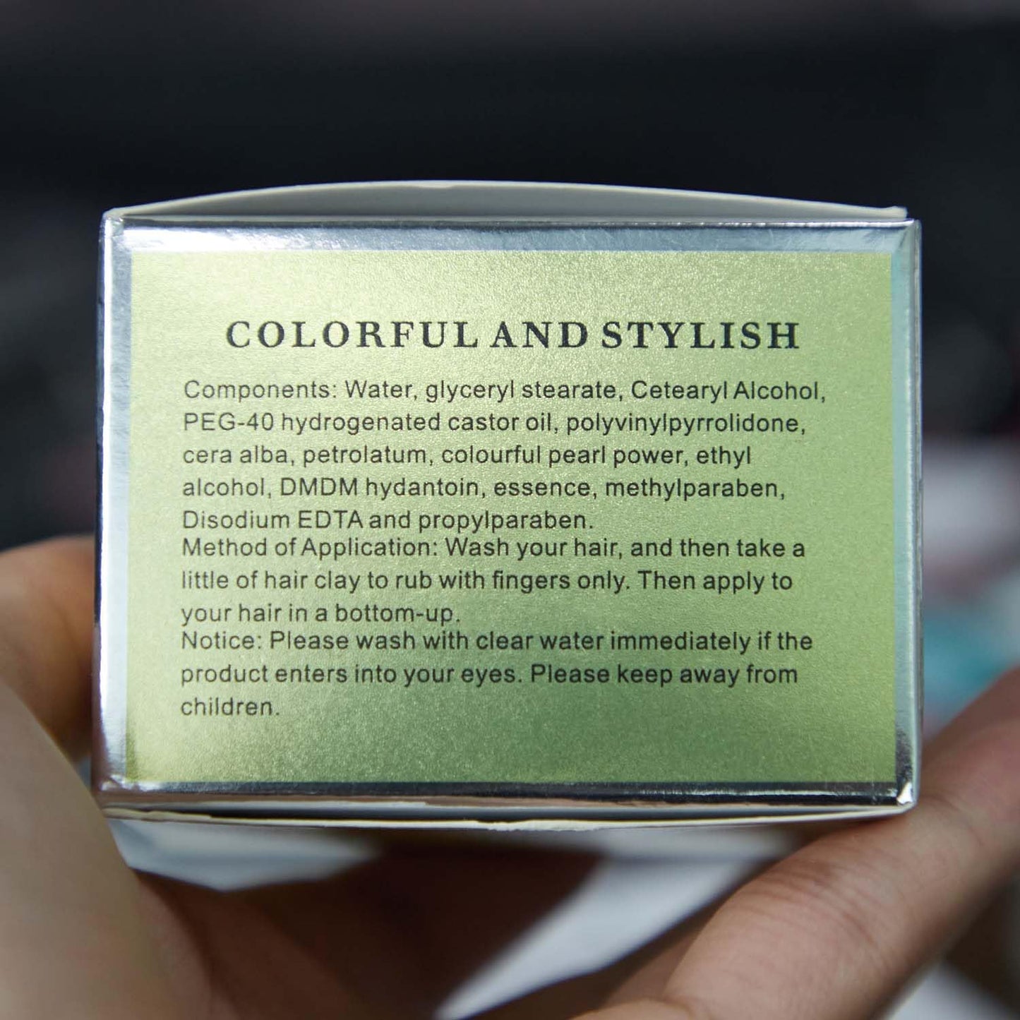 Water soluble temporary silver gray coloring clay application process