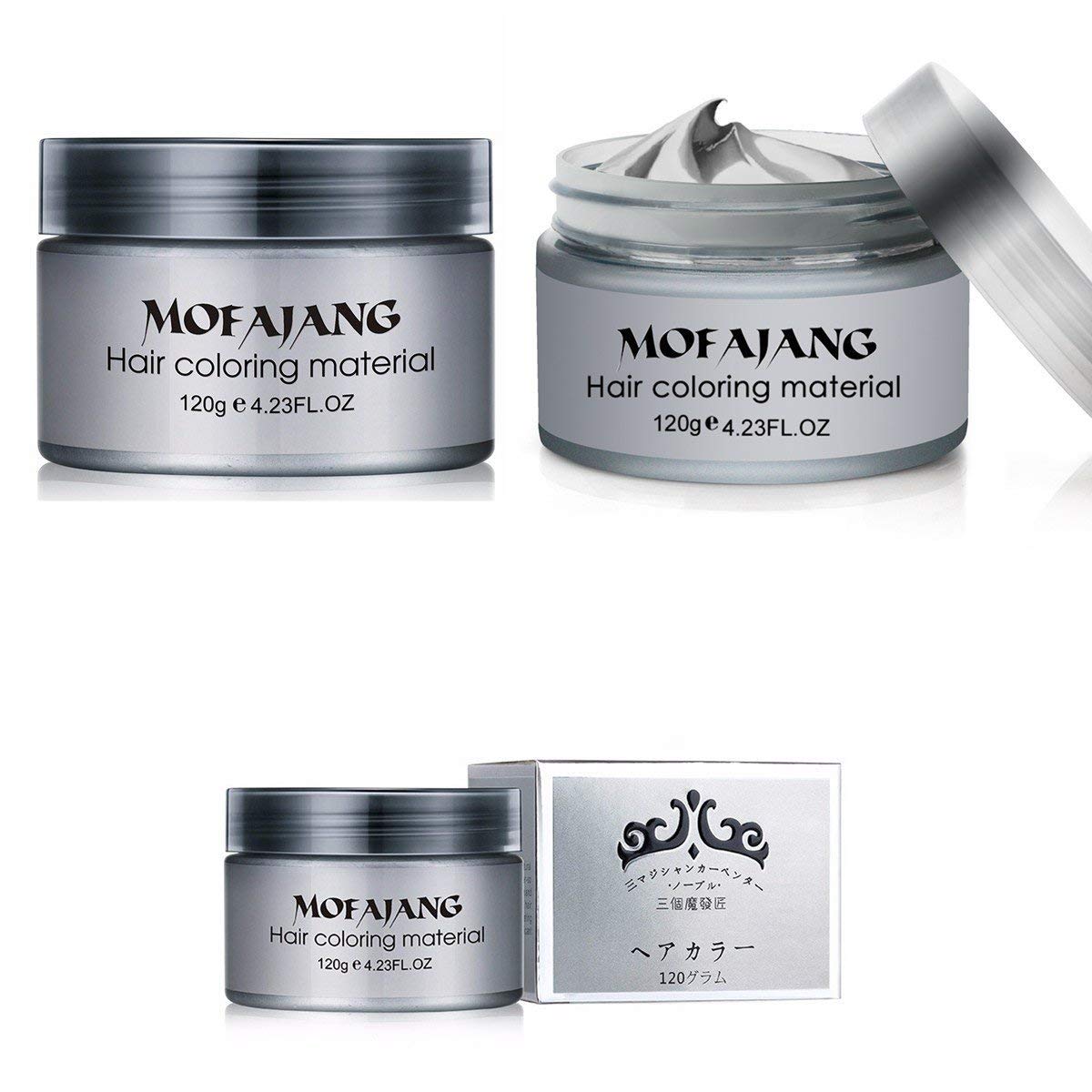 Efly brand temporary silver hair dye container open view
