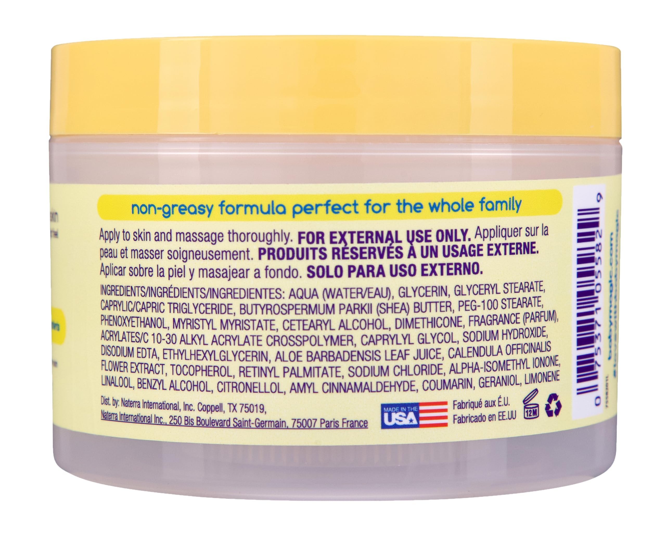 Baby Magic Creamy Whipped Butter ingredients label