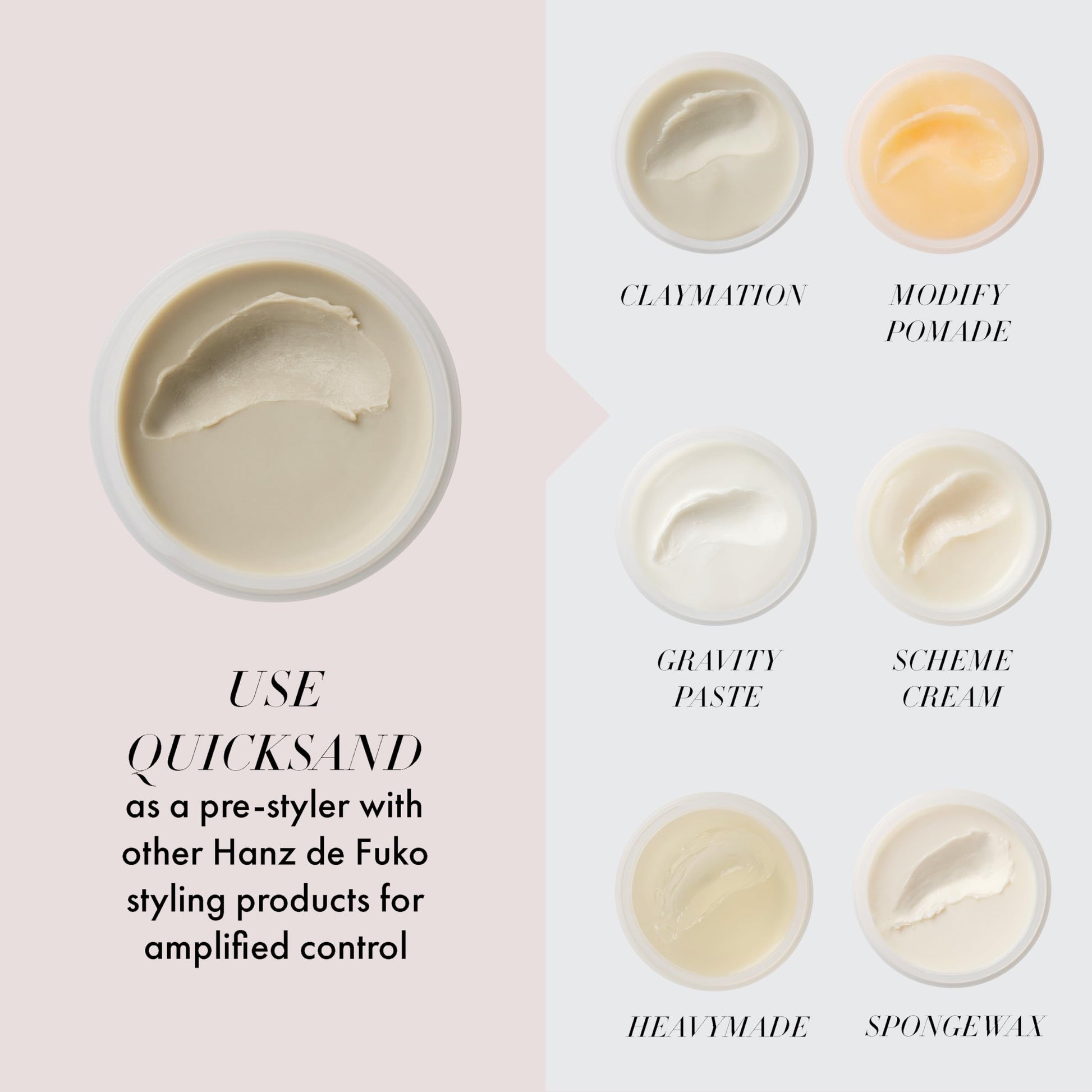 Hanz de Fuko Quicksand container showcasing product ingredients list