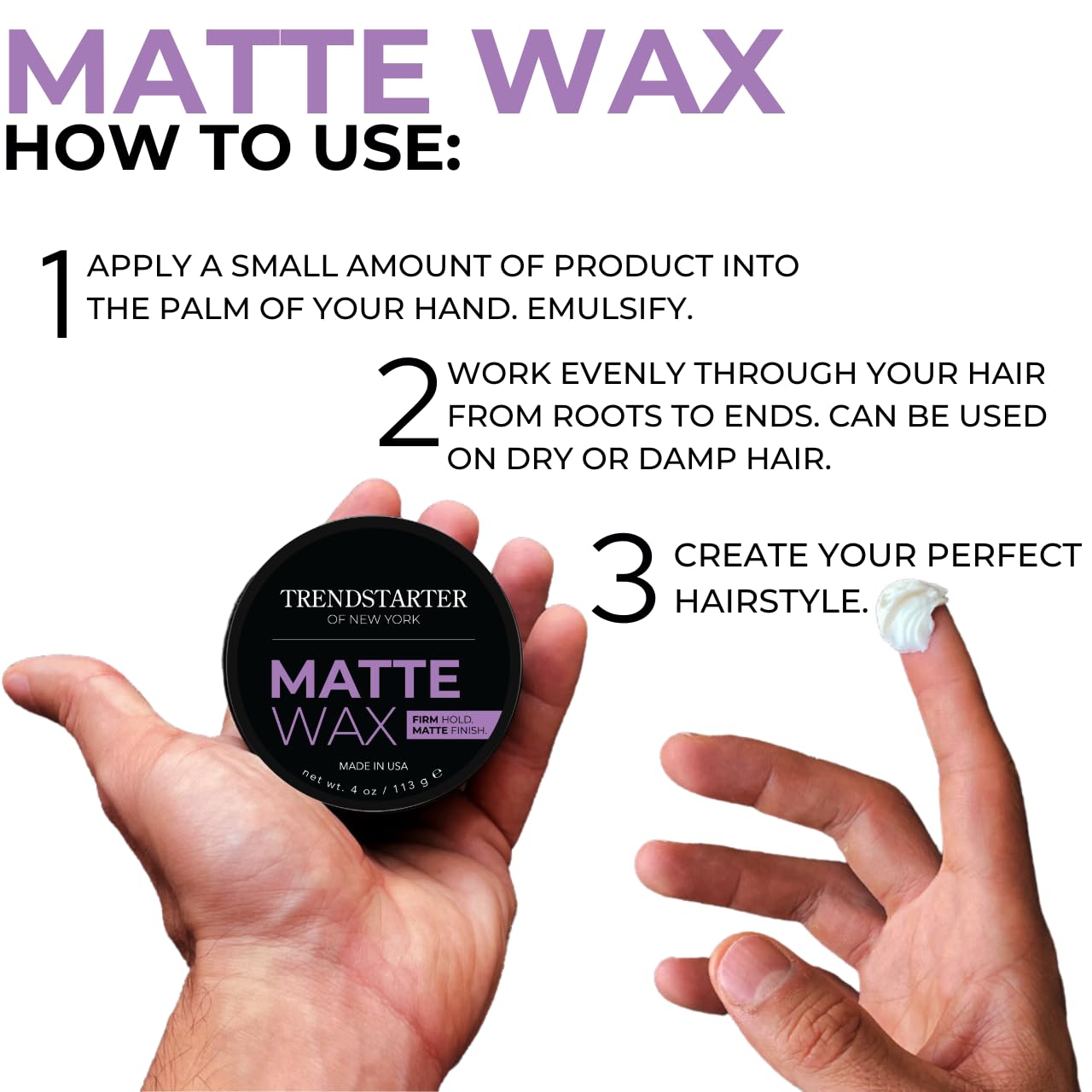 Imported USA hair styling wax for men providing strong hold and no shine