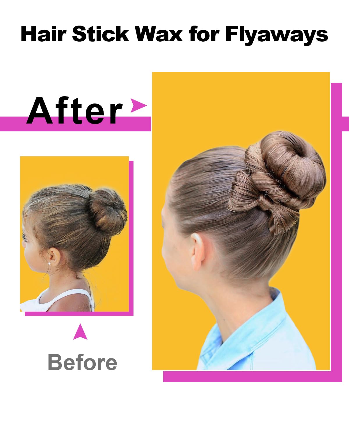 Dolahair styling stick being applied to smooth stray baby hair.