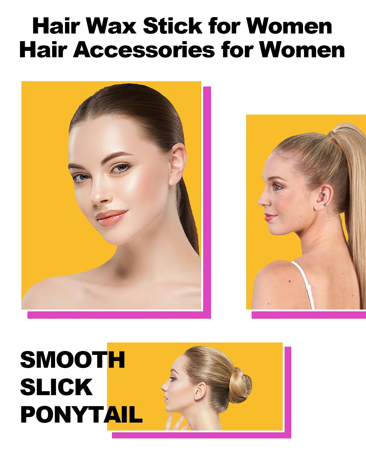 Non greasy hair finishing stick for sleek high bun hairstyles.
