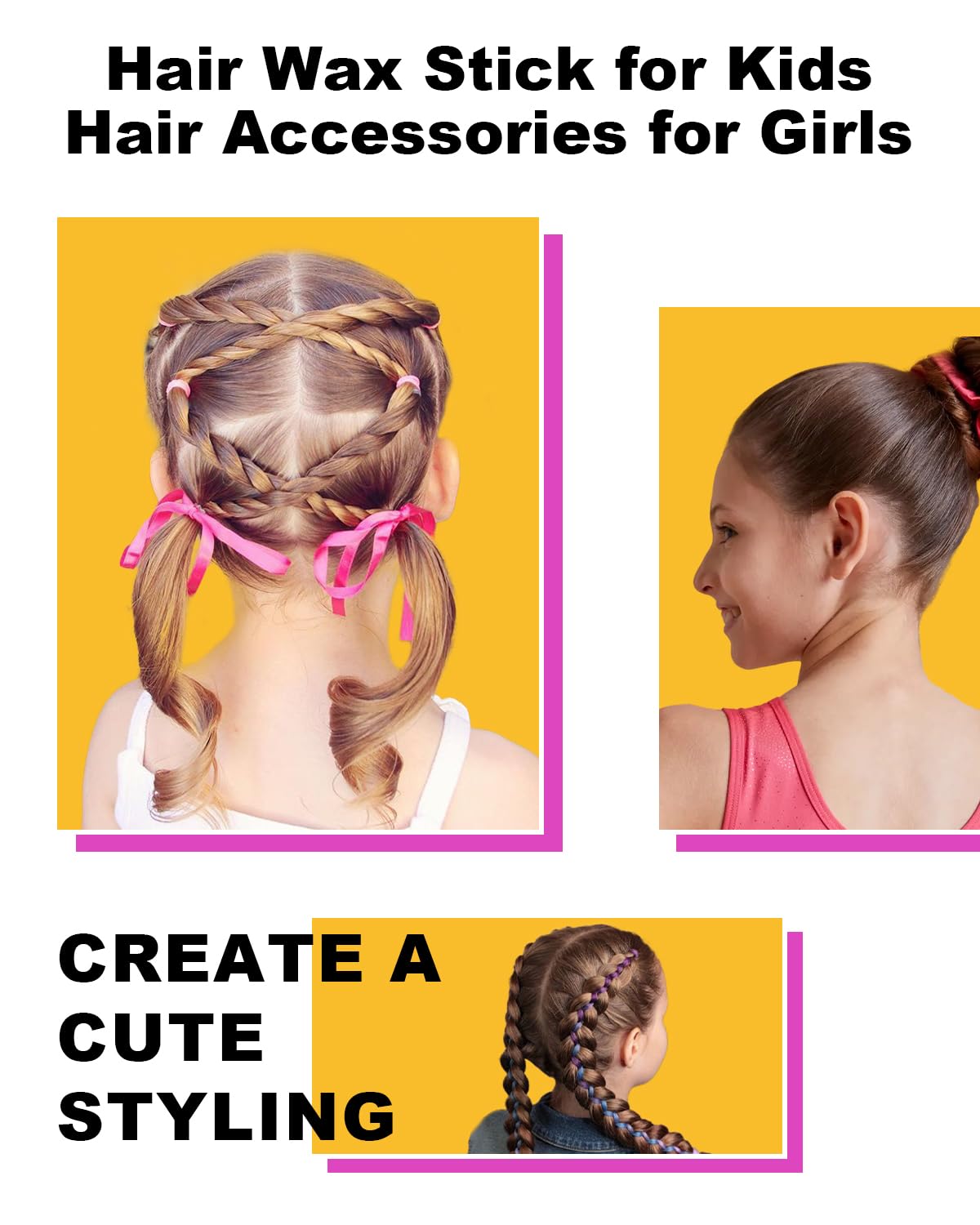 Compact hair wax stick for taming frizzy flyaways and edges.