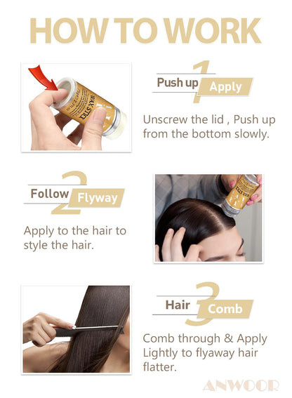 Gentle hair smoothing wax stick safe for kids and women.