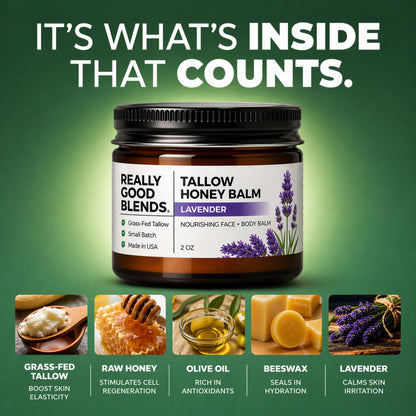 Natural ingredients in Really Good Blends tallow moisturizer