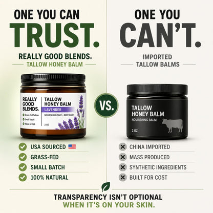 Really Good Blends Tallow Honey Balm packaging and details