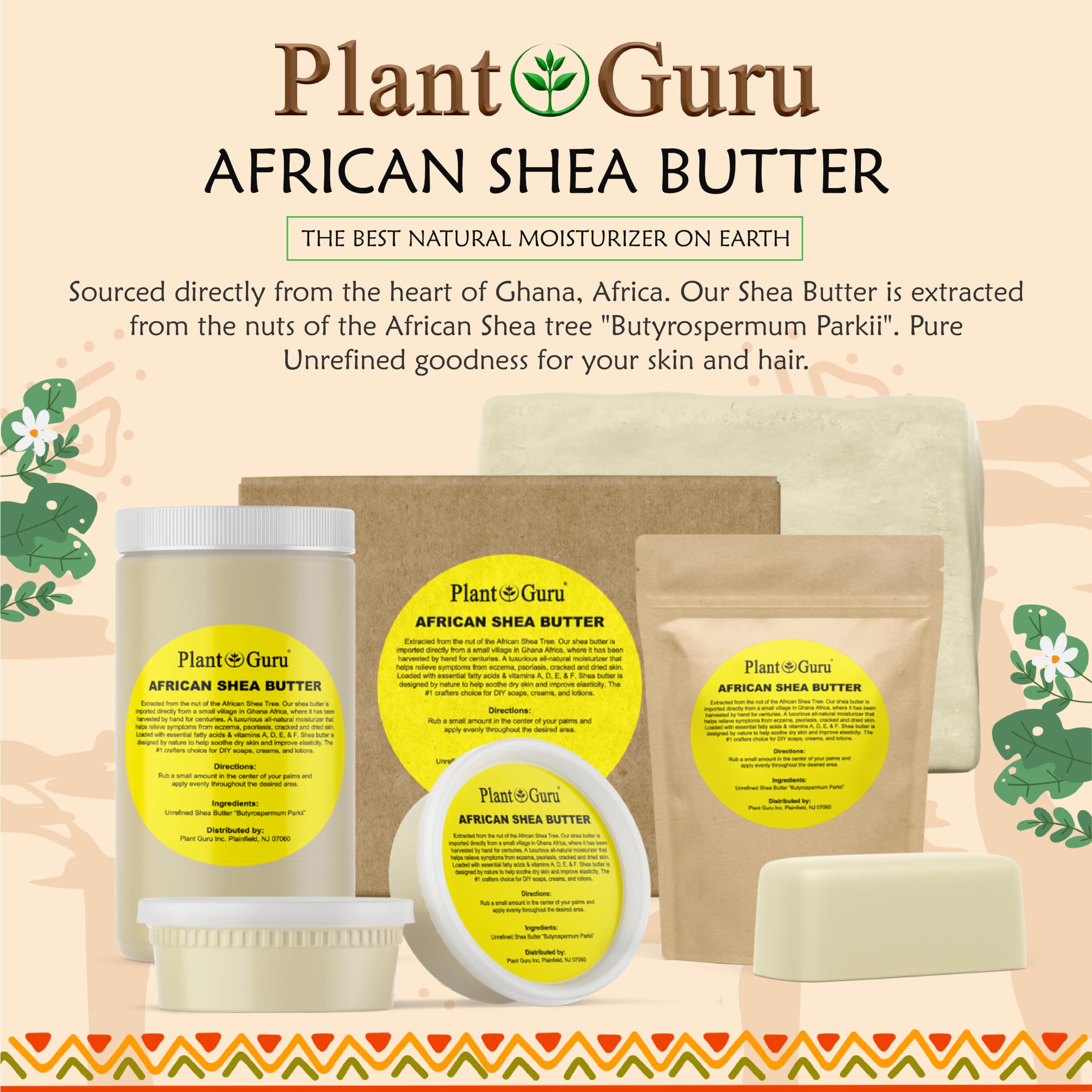 Plant Guru 100 percent pure natural shea butter packaging details