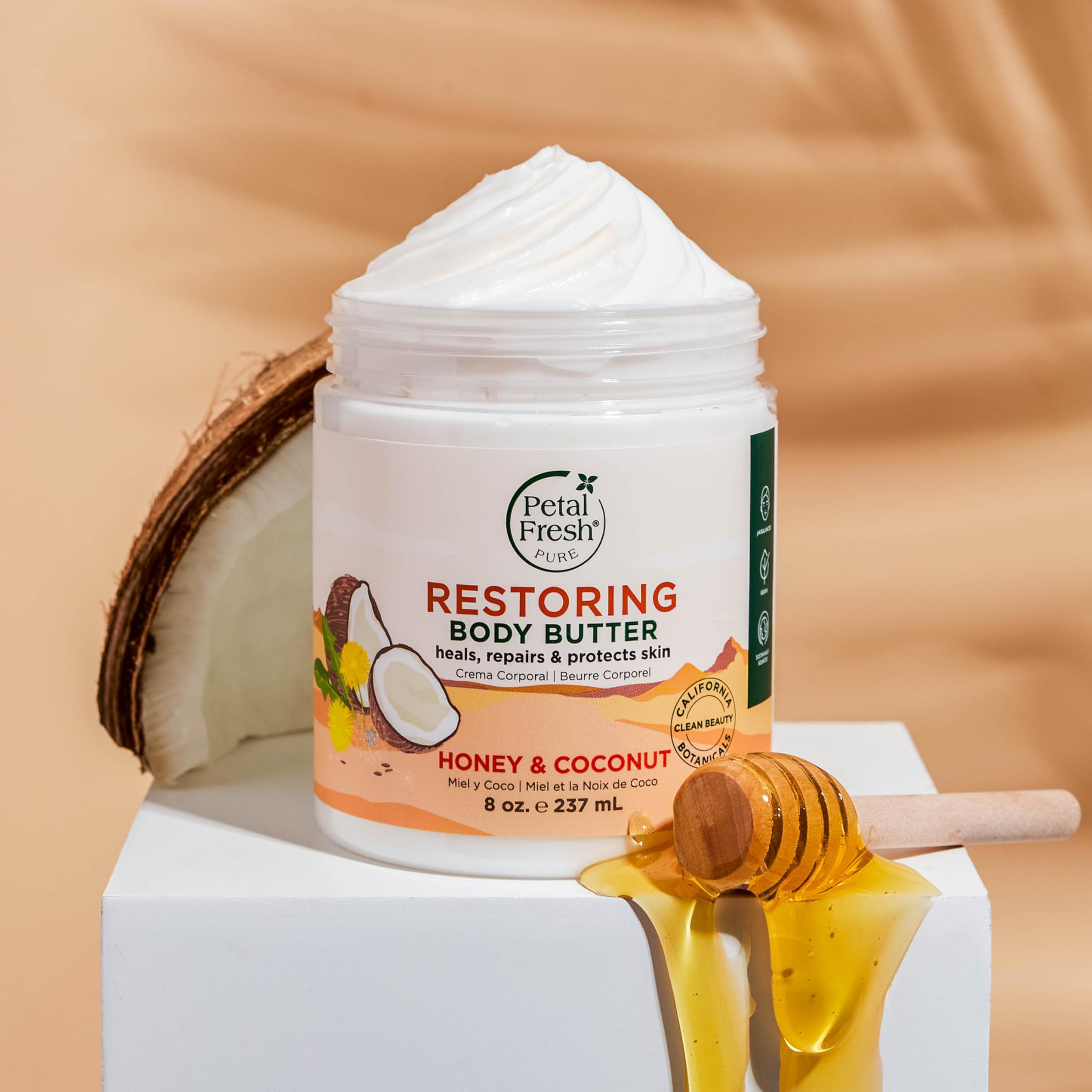 Texture shot of Petal Fresh rich coconut and honey moisturizer
