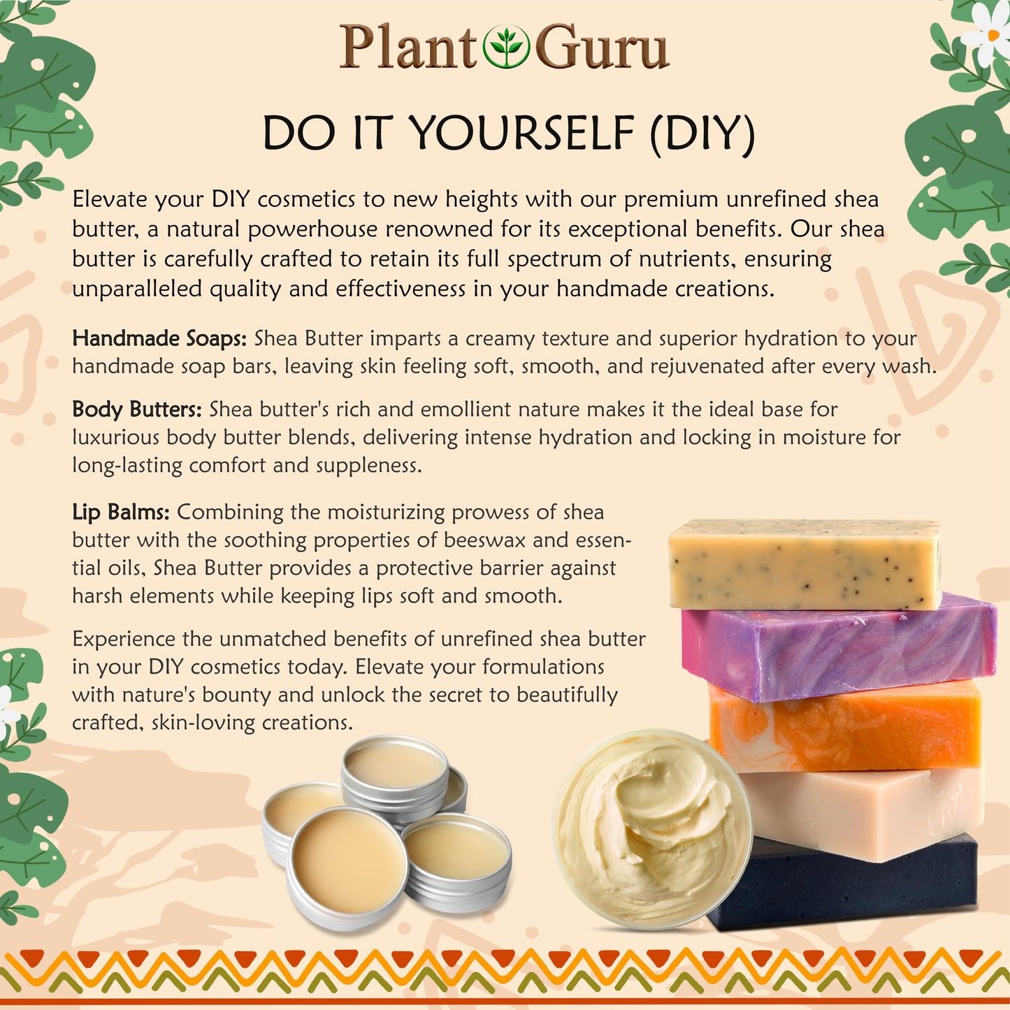 Plant Guru raw African shea butter 8 ounce label instructions