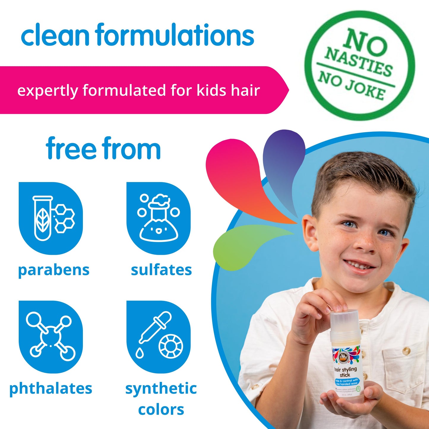 SoCozy kids hair wax stick zero parabens clean formula cap off