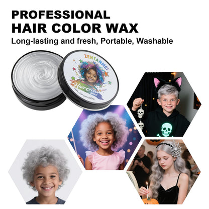 Zentanmei hair color wax jar opened showing gray styling clay