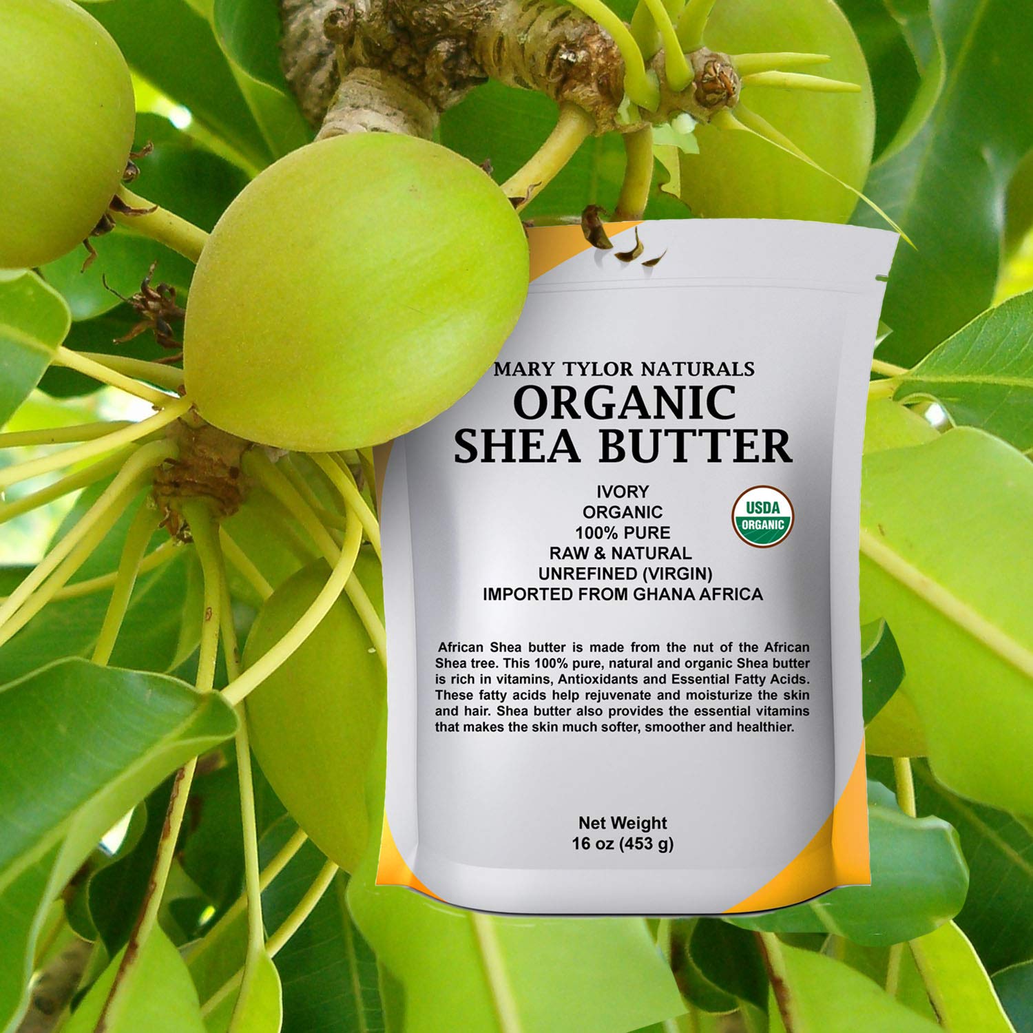 Close up texture of raw unrefined ivory shea butter