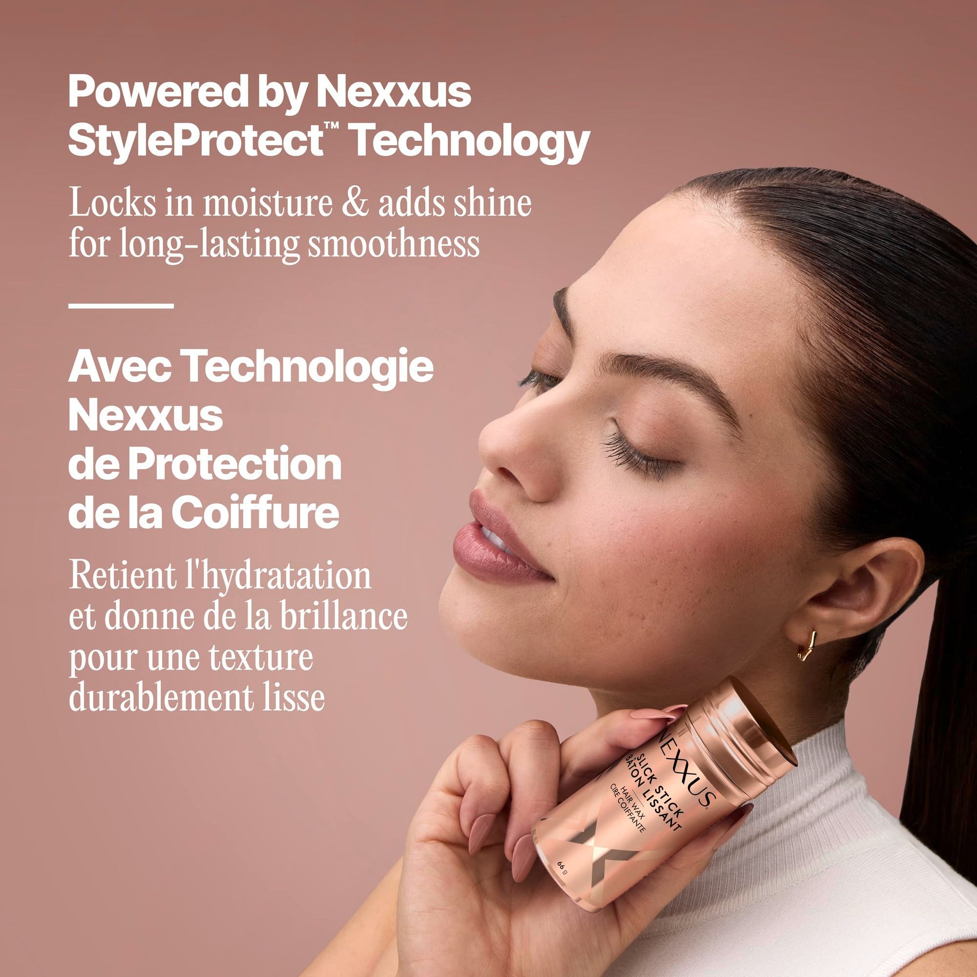 Nexxus 2.33 ounce slick stick cap removed showing the solid styling wax