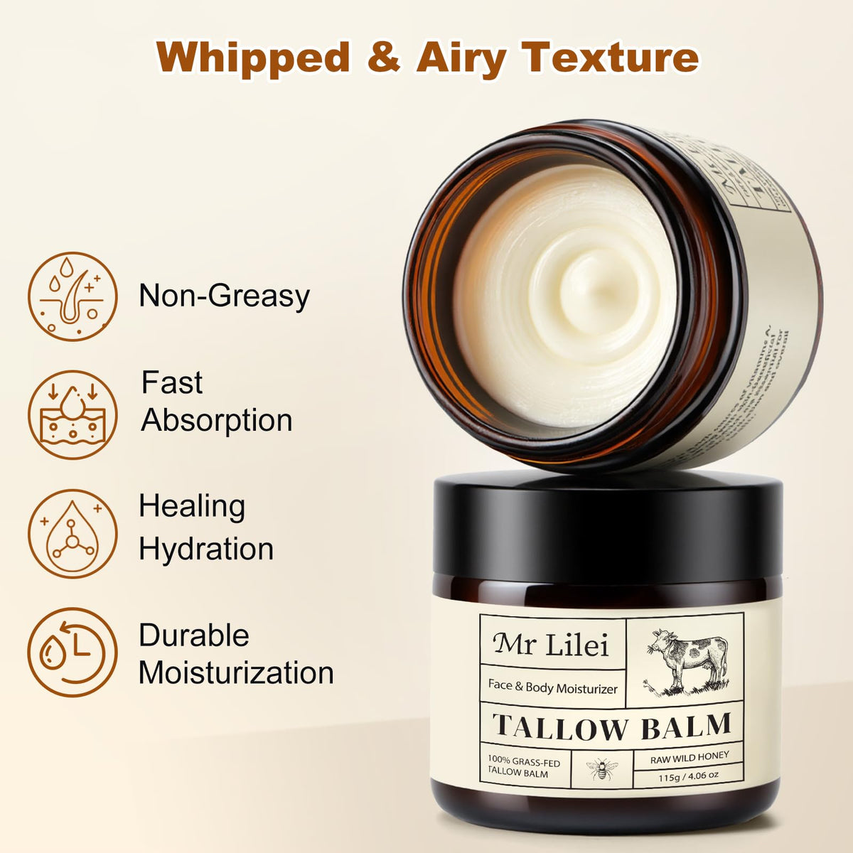 Unscented beef tallow balm for sensitive skin relief