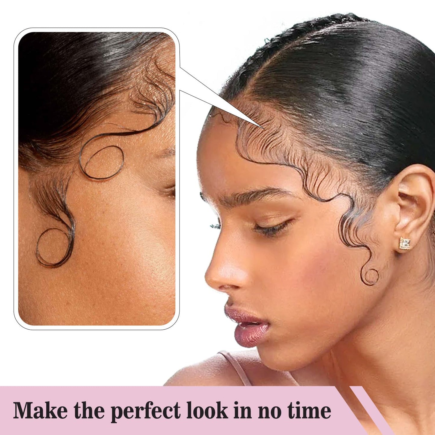 Authentic imported sleek hair wax stick kit being applied to a clean girl slick back bun hairstyle