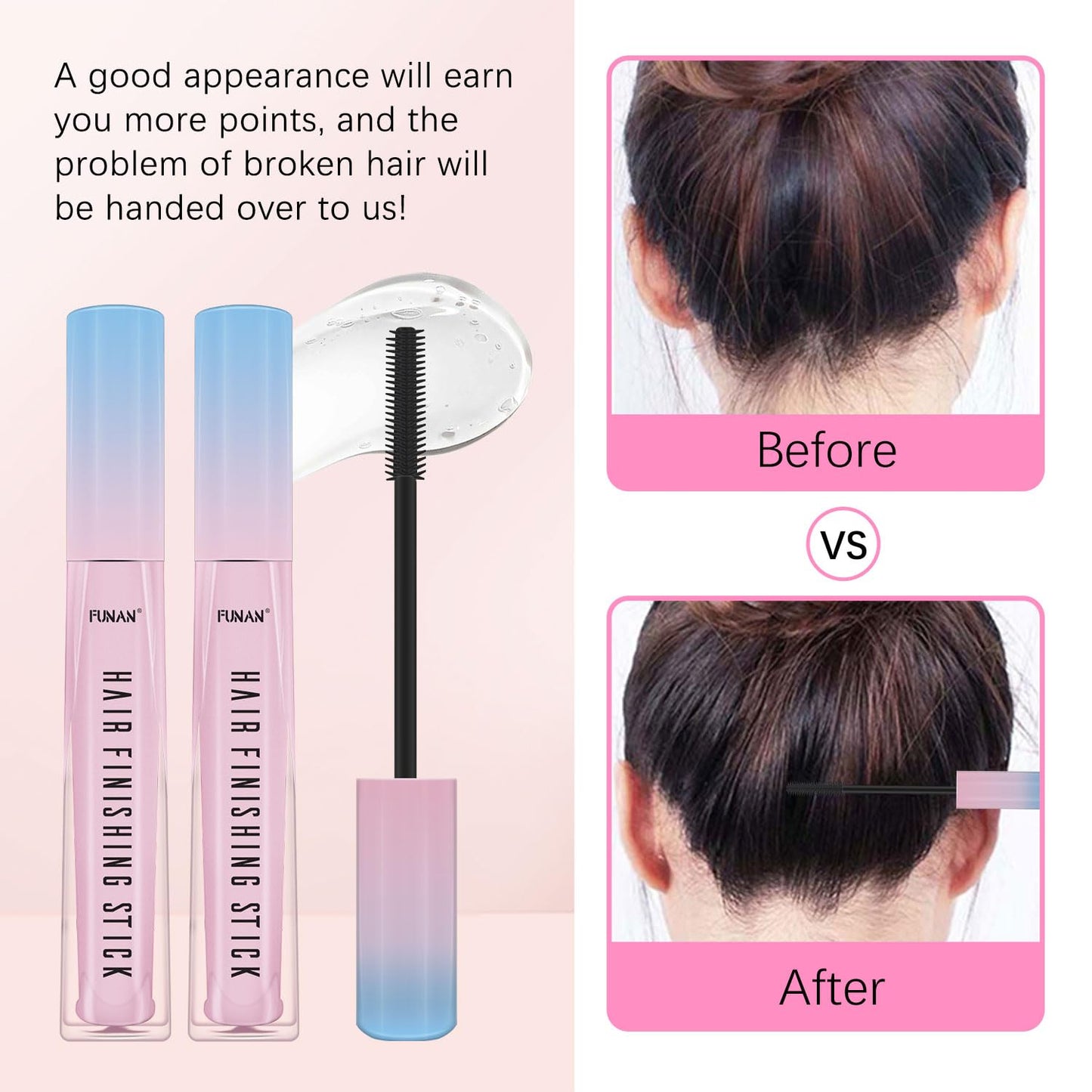 Side angle view of the three piece hair wax sticks showing compact portable design for travel styling
