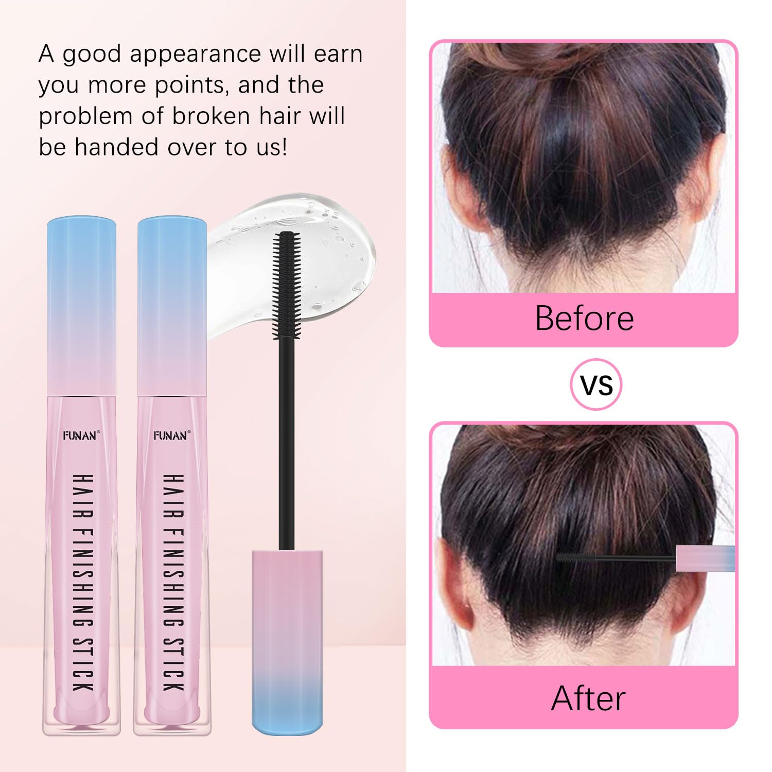 Side angle view of the three piece hair wax sticks showing compact portable design for travel styling