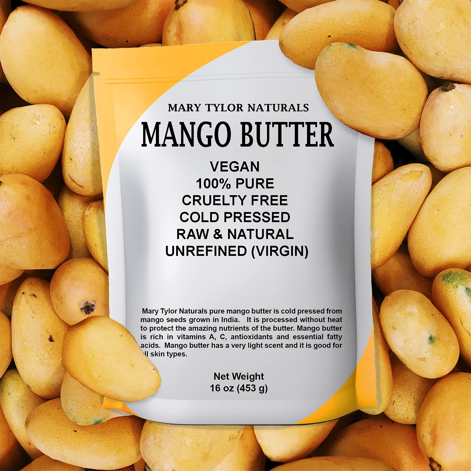 Raw unrefined mango butter block texture close up