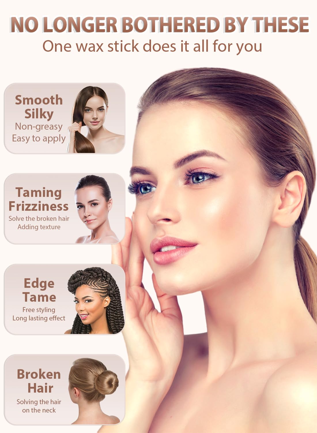 AnWoor hair bun maker stick application for taming frizzy hair texture