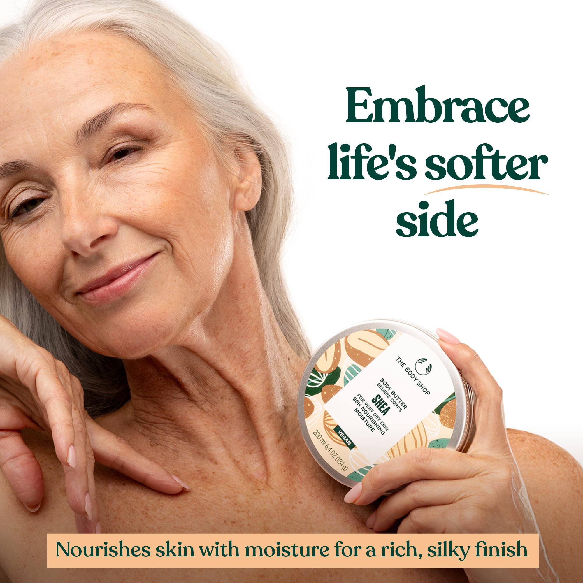 Application of The Body Shop shea butter on dry skin