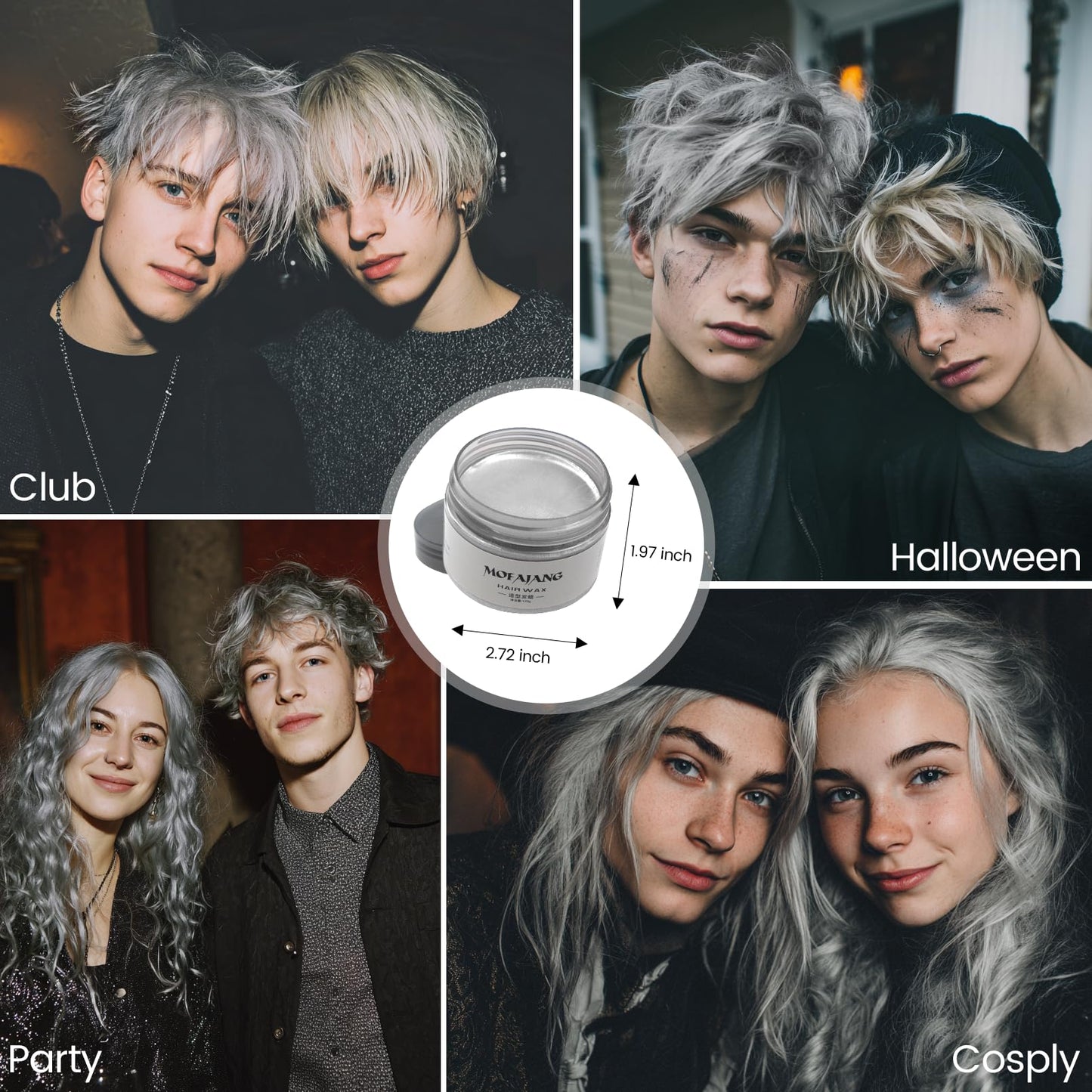 SOVONCARE temporary gray hair coloring clay shown alongside natural ingredients like beeswax and olive oil.