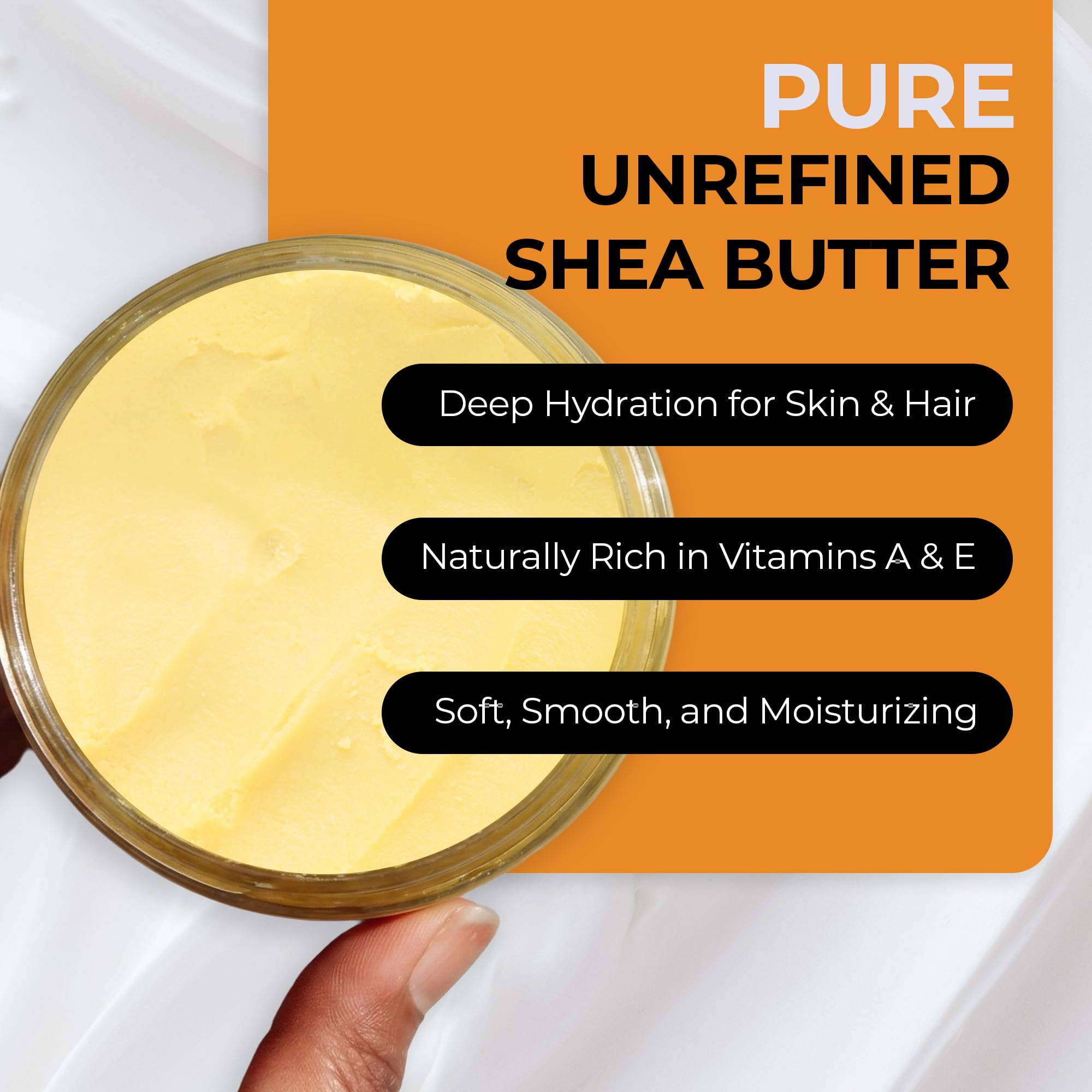 Open jar of Ra Cosmetics raw unrefined shea butter