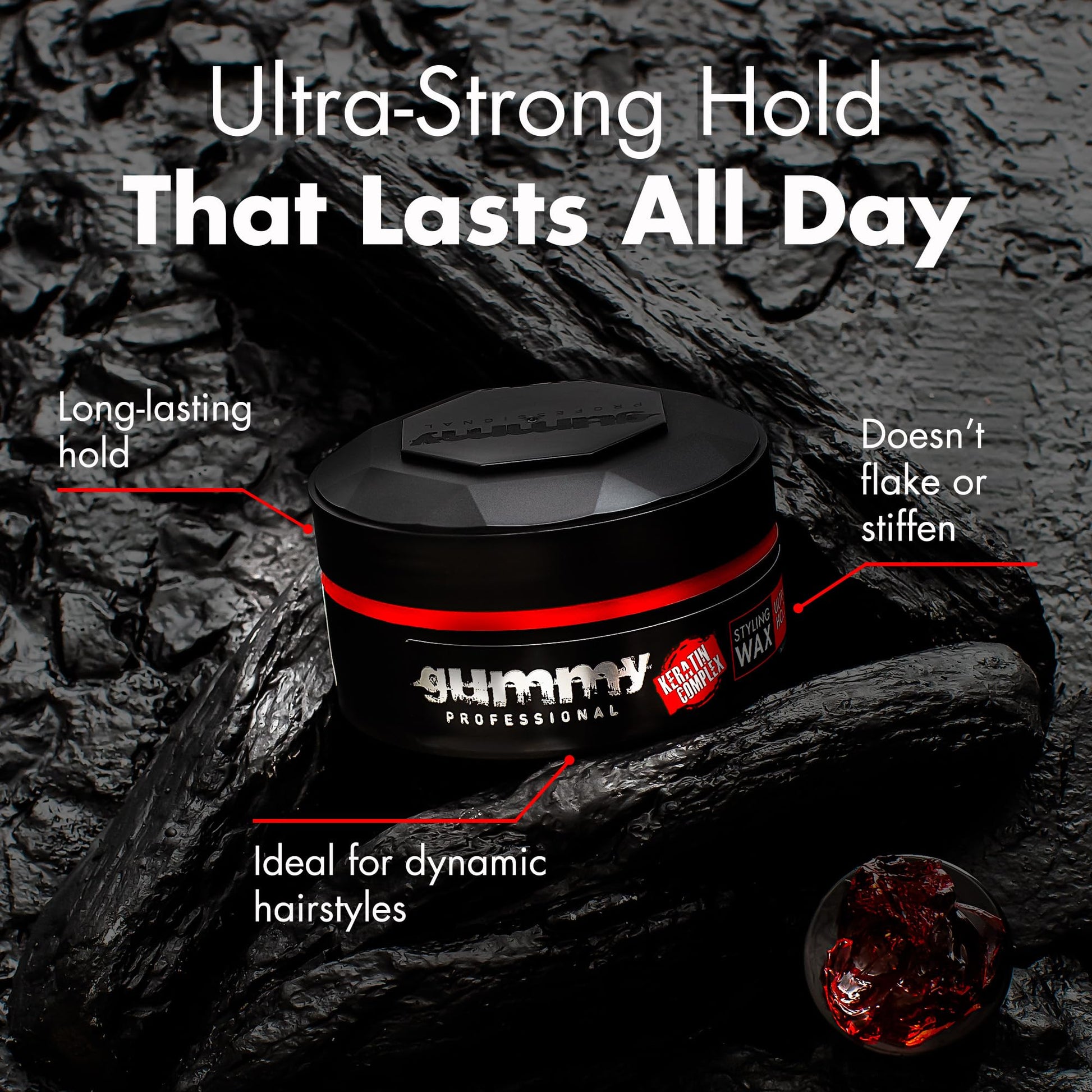 Authentic Gummy hair styling pomade label and ingredients view