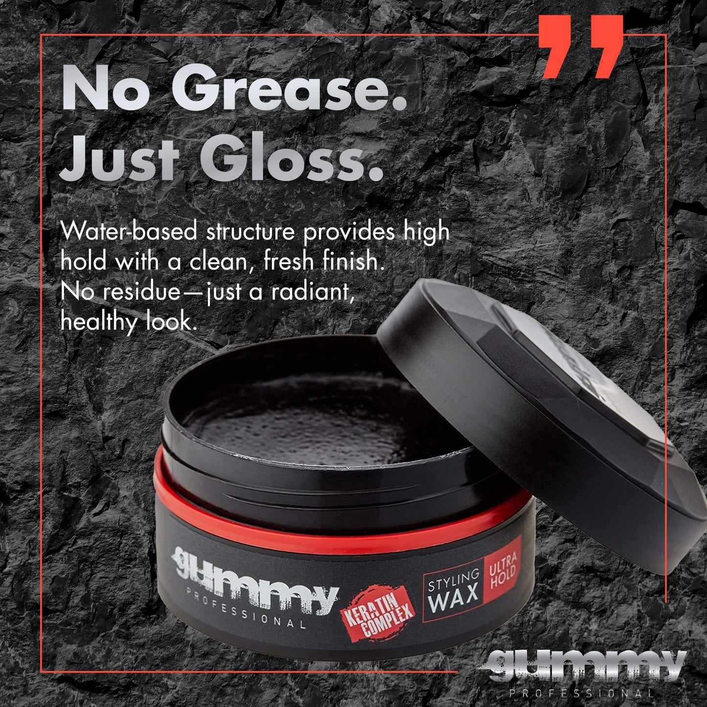 Strong hold alcohol free hair wax for men packaging detail