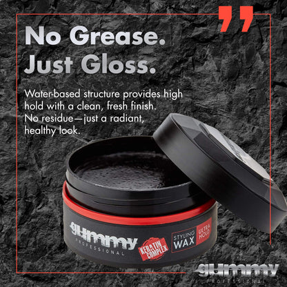 Strong hold alcohol free hair wax for men packaging detail