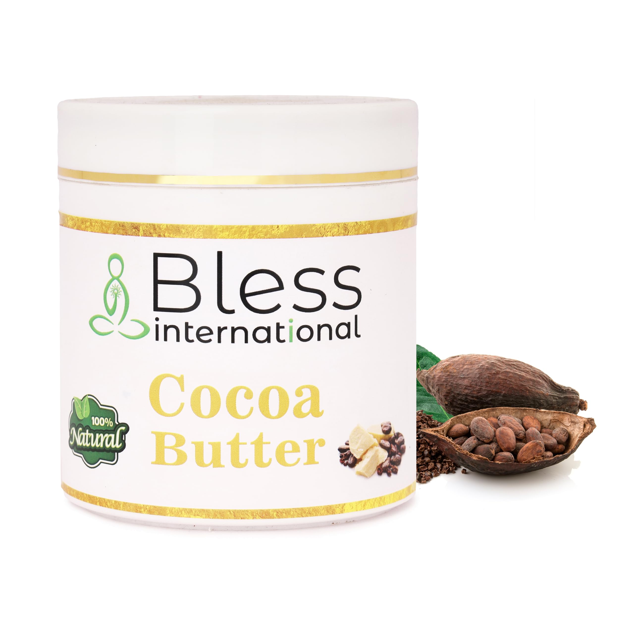 Raw unrefined cocoa butter texture close up