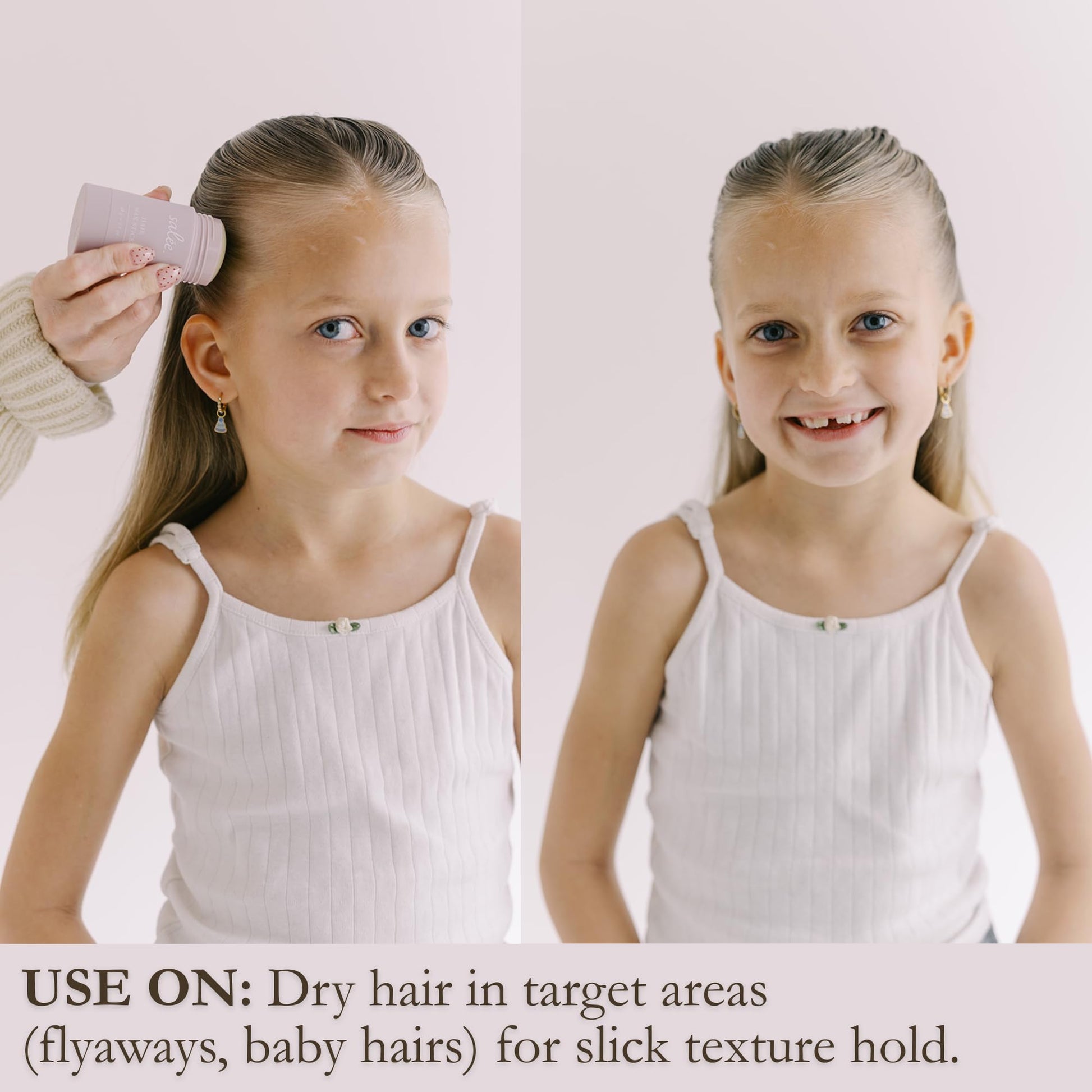 Comparison of frizzy hair versus smooth hair with Salée Hair Wax