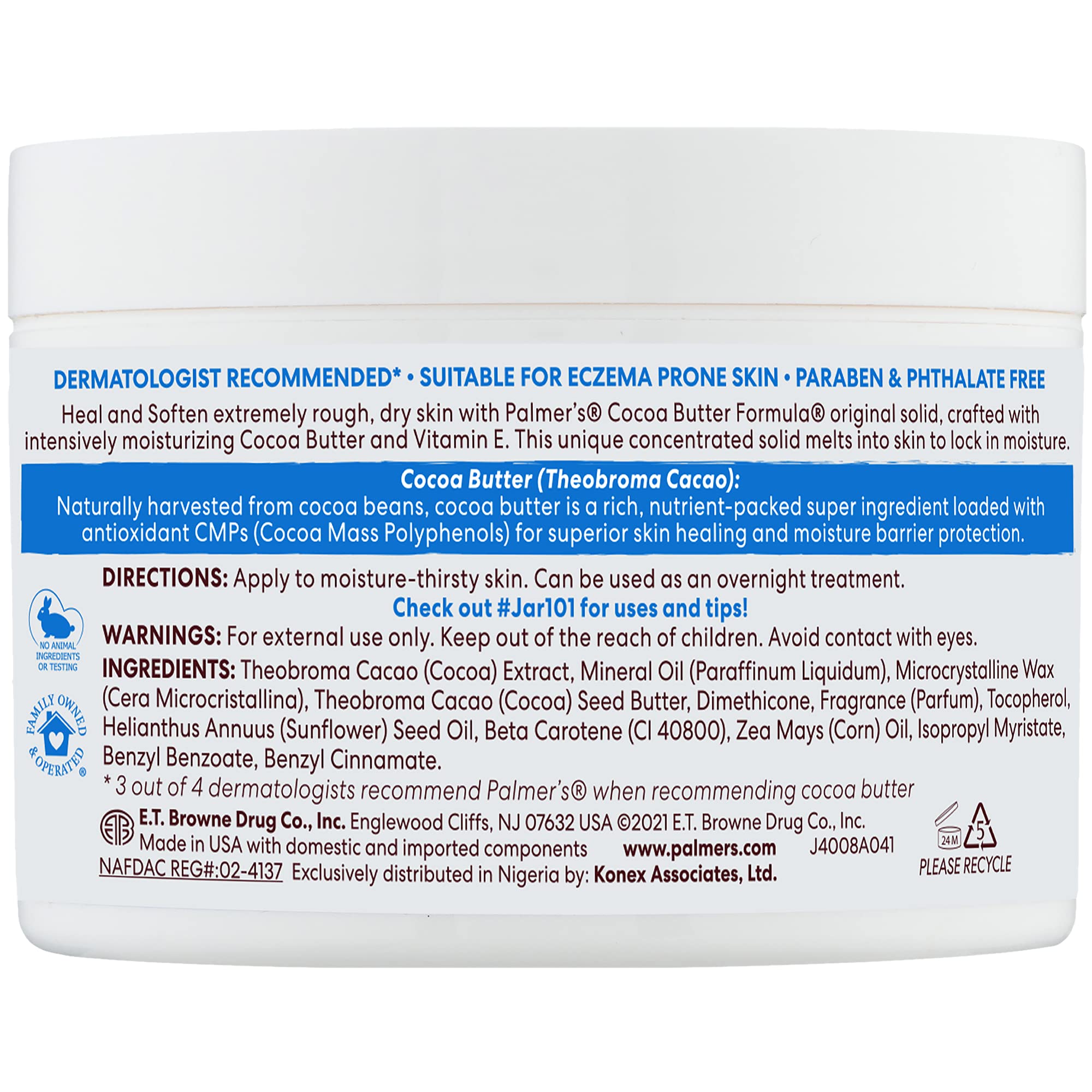 Three jars of Palmer's Cocoa Butter Formula Solid Daily Skin Therapy