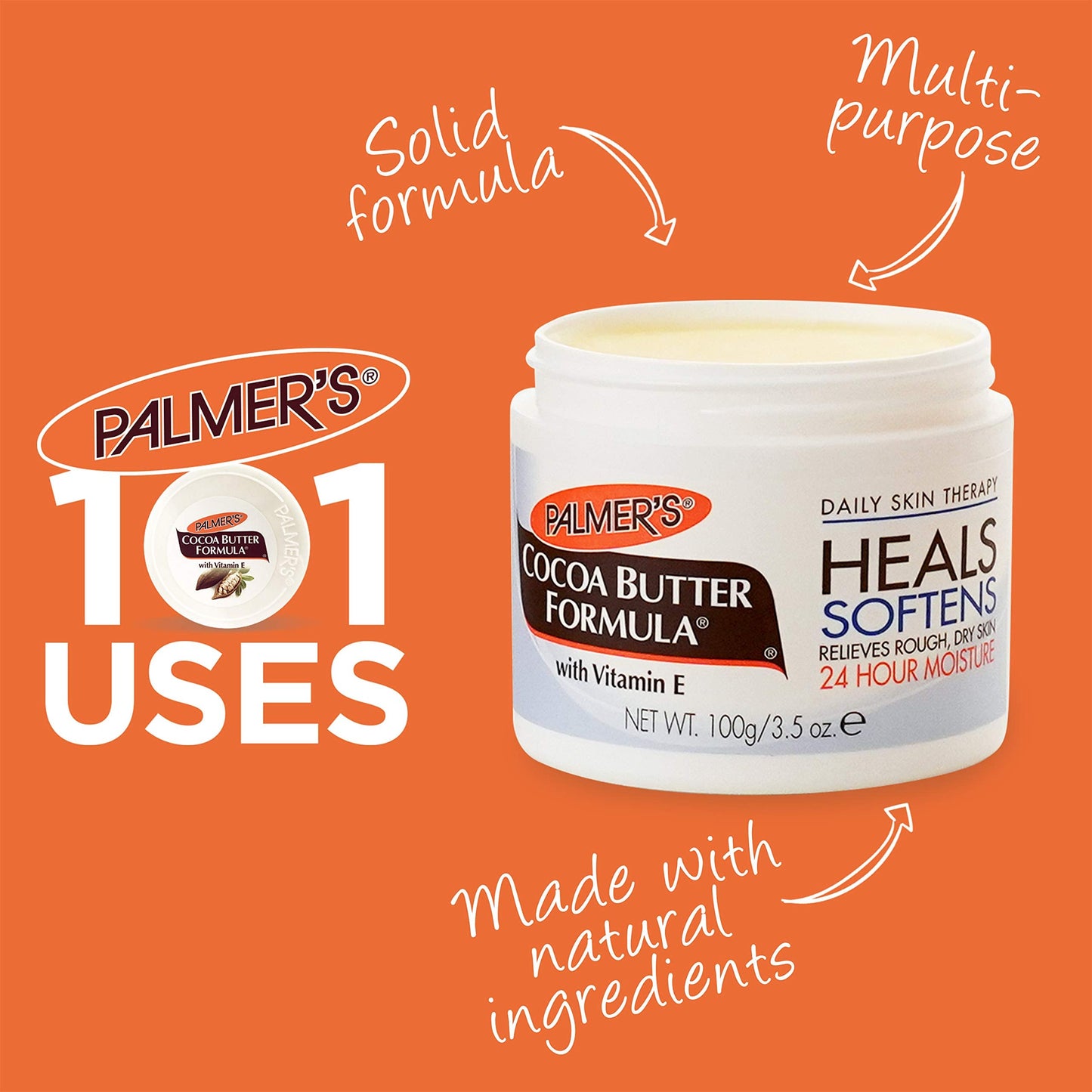 Back label of Palmer's Cocoa Butter Formula Daily Skin Therapy jar