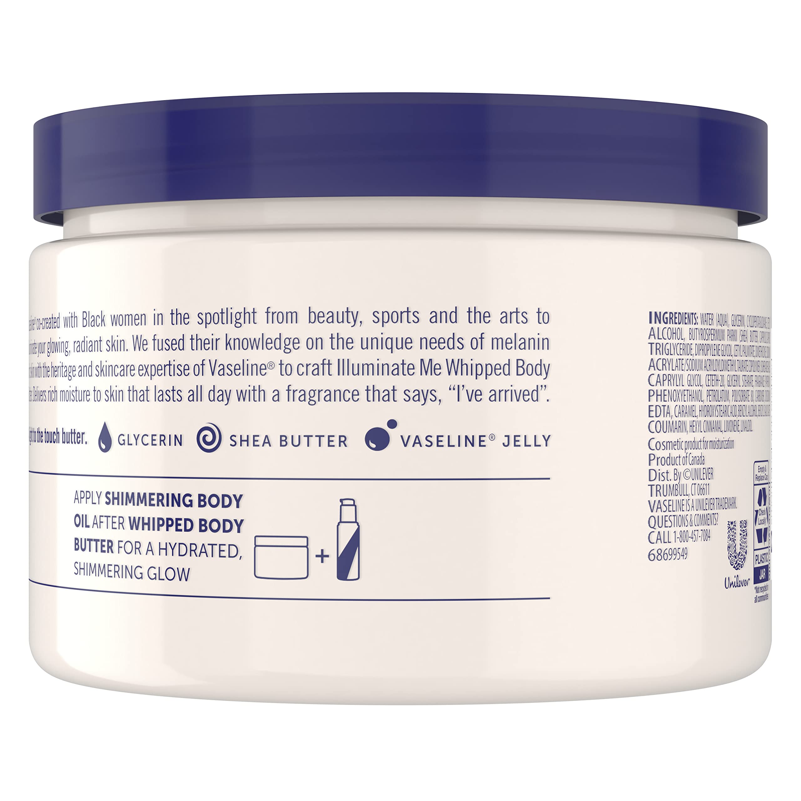 Texture shot of Vaseline Illuminate Me whipped body butter