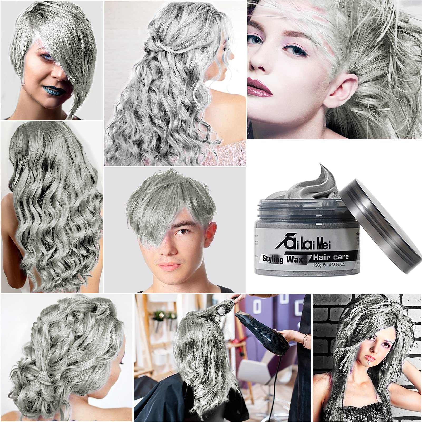 Ammonia free temporary hair coloring wax side view highlighting product dimensions and weight
