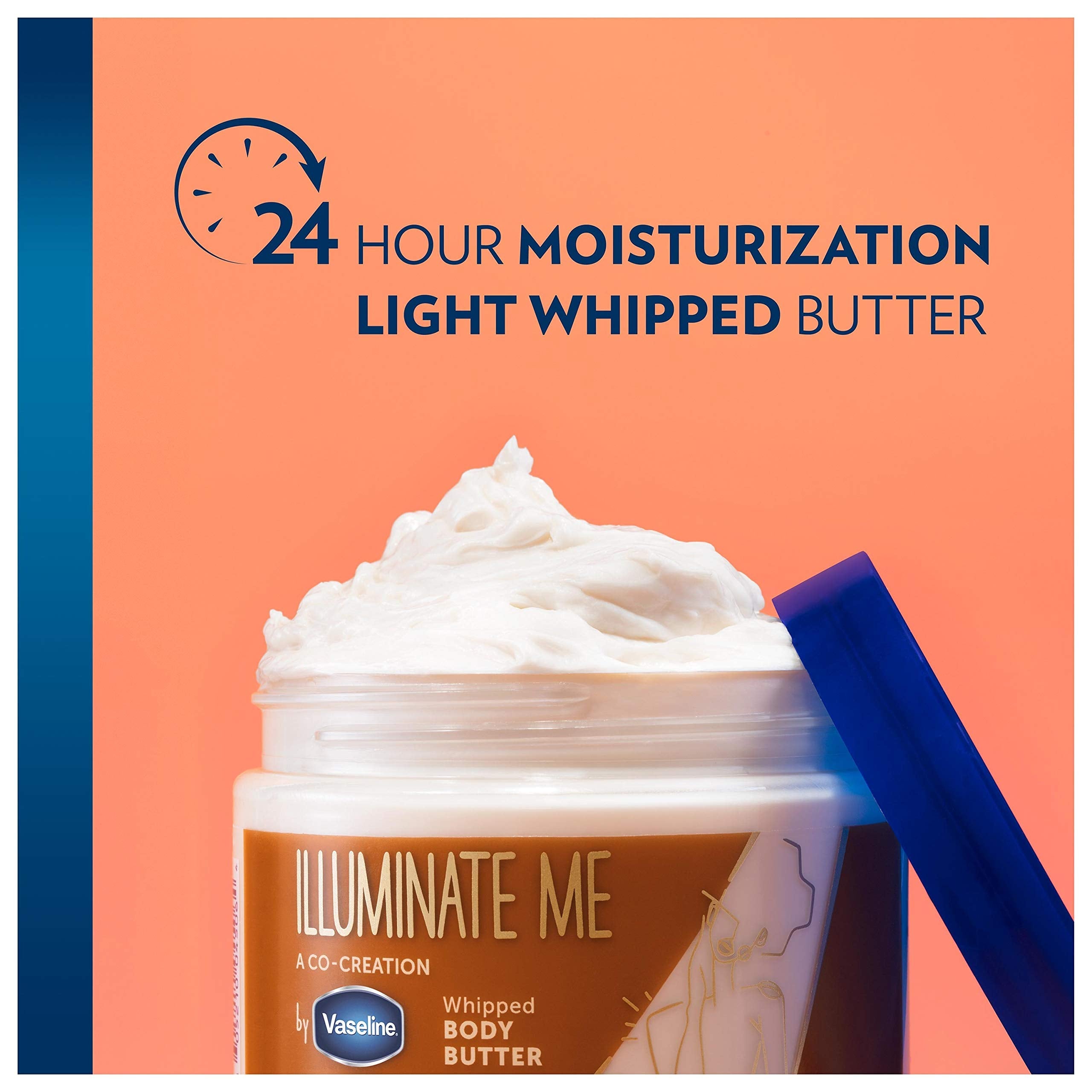 Top view of Vaseline Illuminate Me Shea Butter body butter