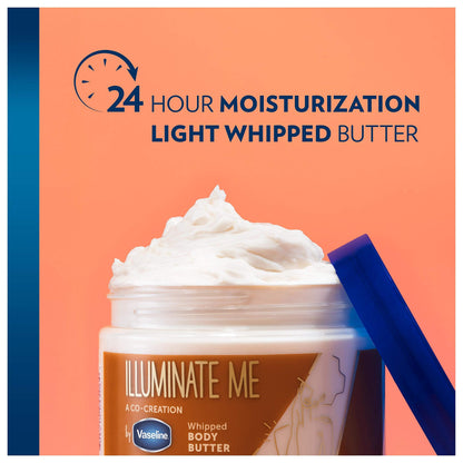 Top view of Vaseline Illuminate Me Shea Butter body butter