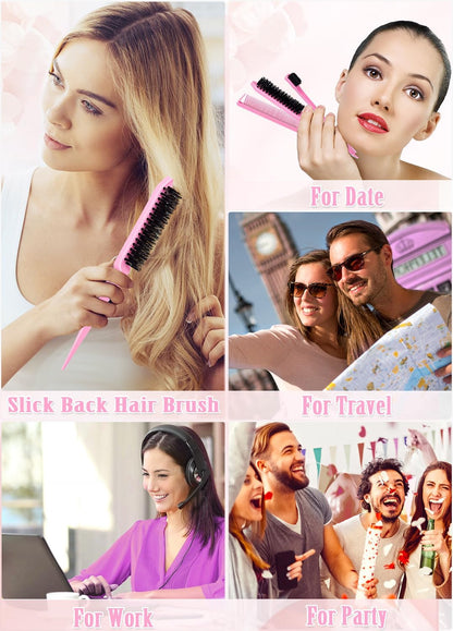 Edge brush and rat tail comb for slick back hair