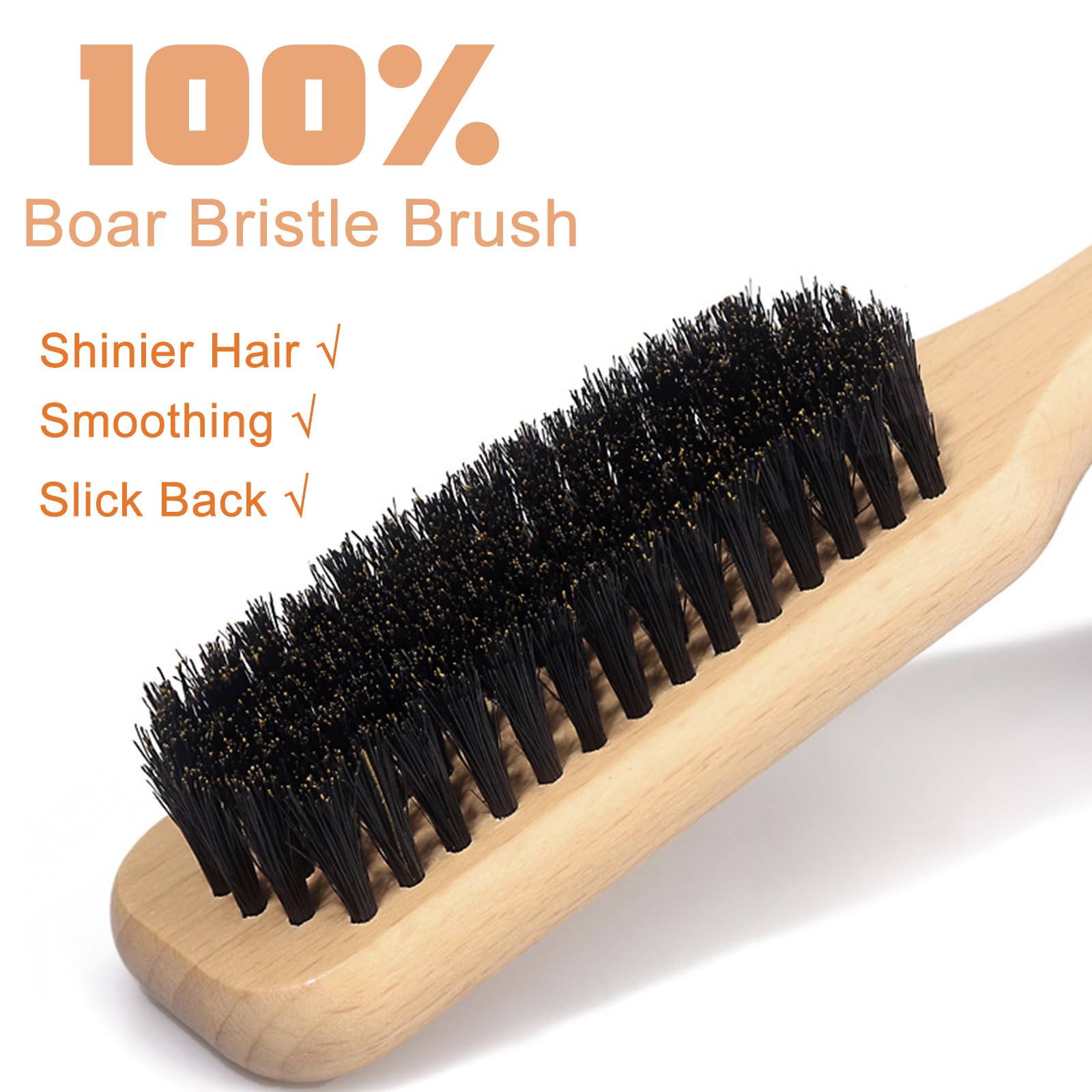 Close up of natural bristle slick back hair brush