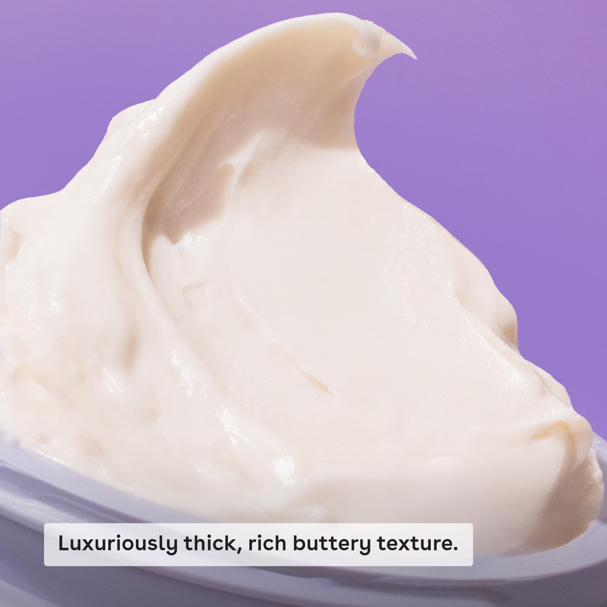 Whipped body butter consistency on skin