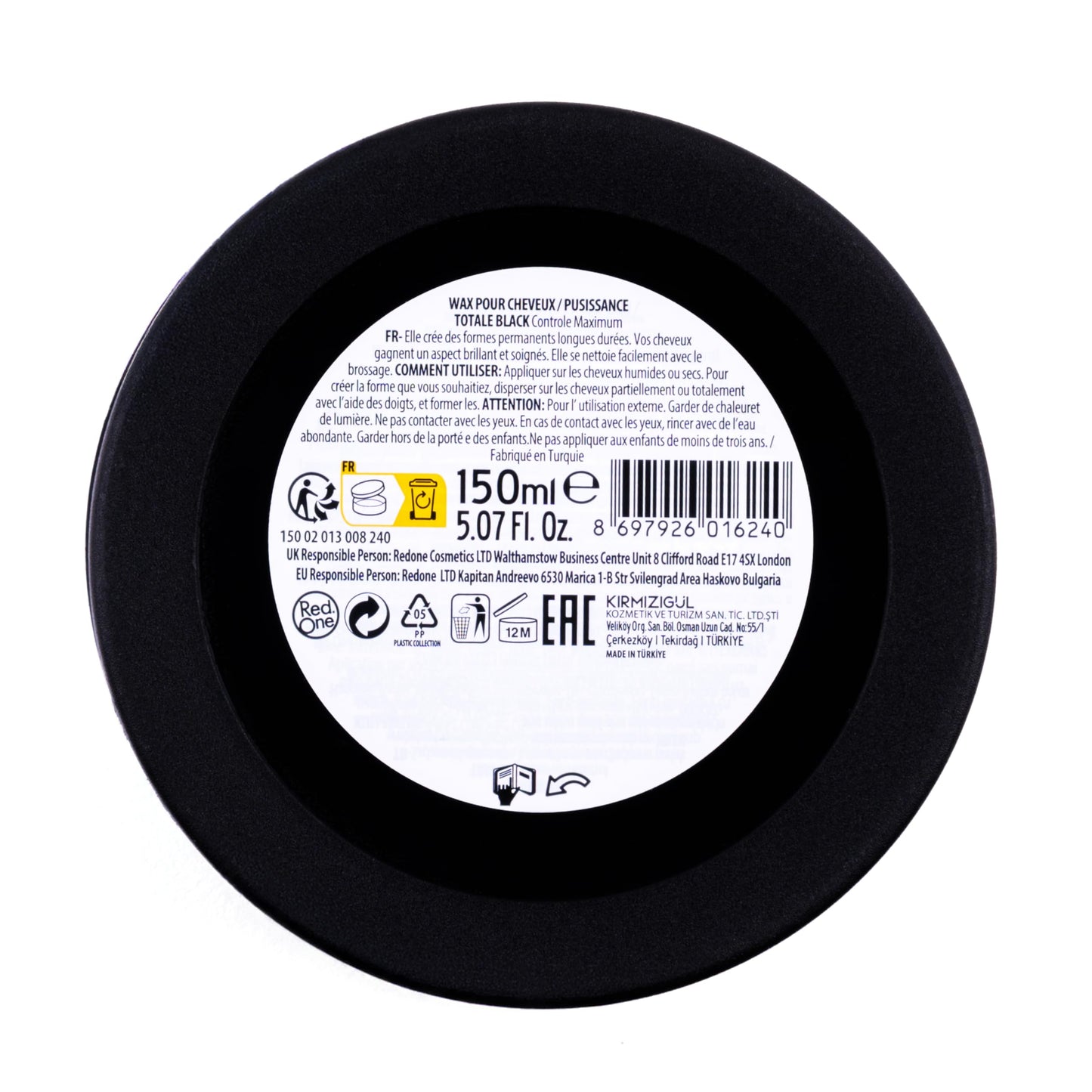 Redone Hair Styling Wax Black 150ml open lid view