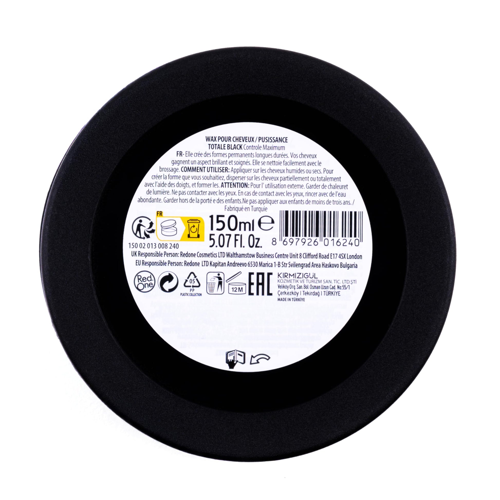 Redone Hair Styling Wax Black 150ml open lid view