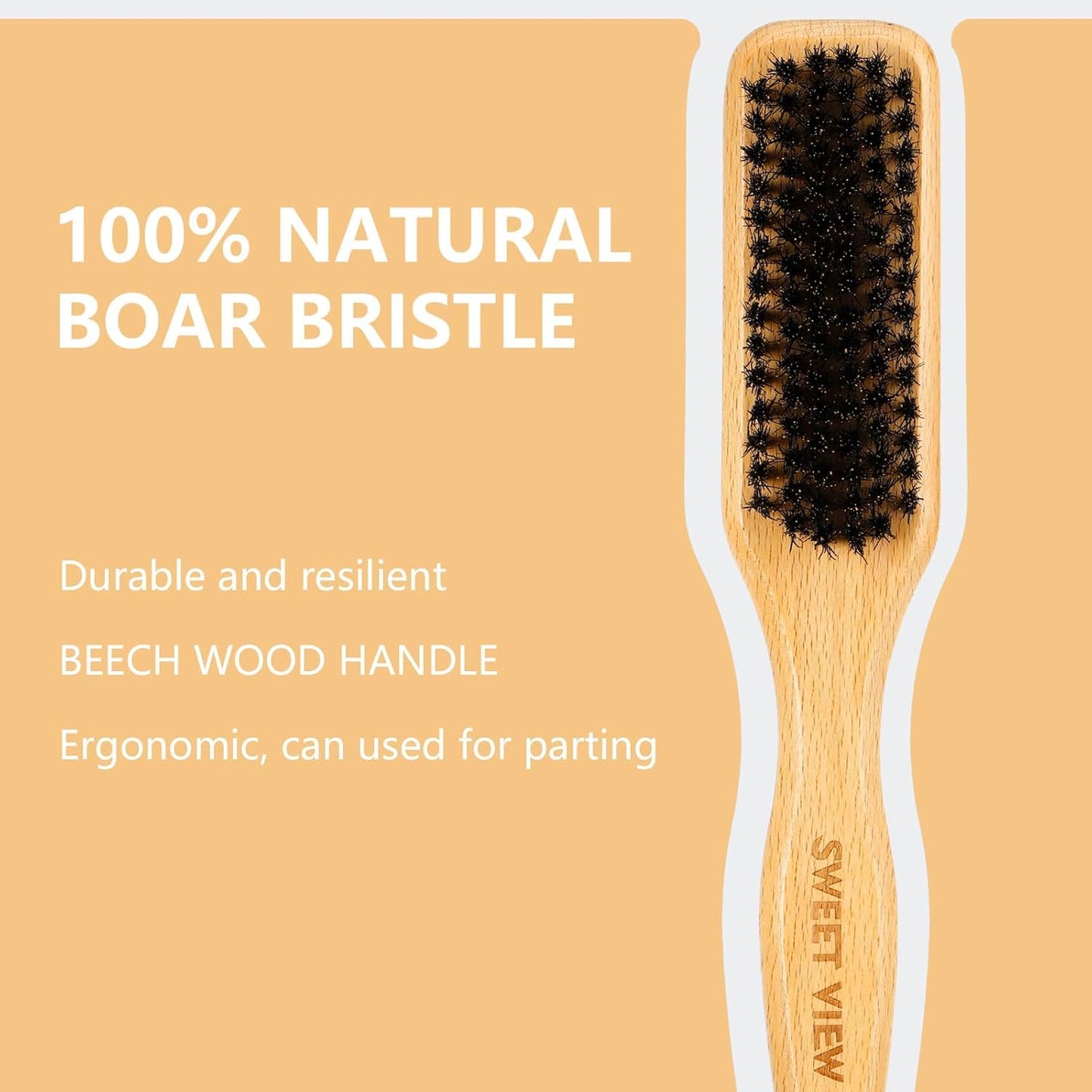 Close up of boar bristle brush bristles for hair grooming