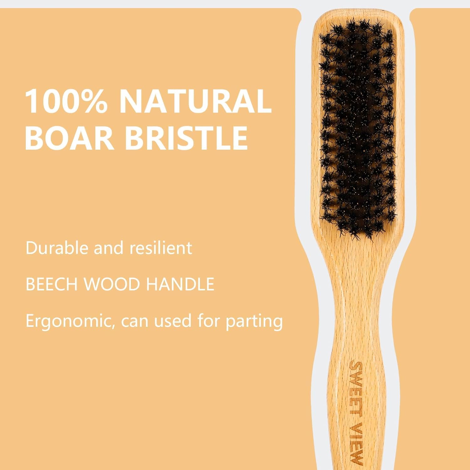 Close up of boar bristle brush bristles for hair grooming