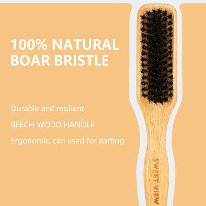 Close up of boar bristle brush bristles for hair grooming