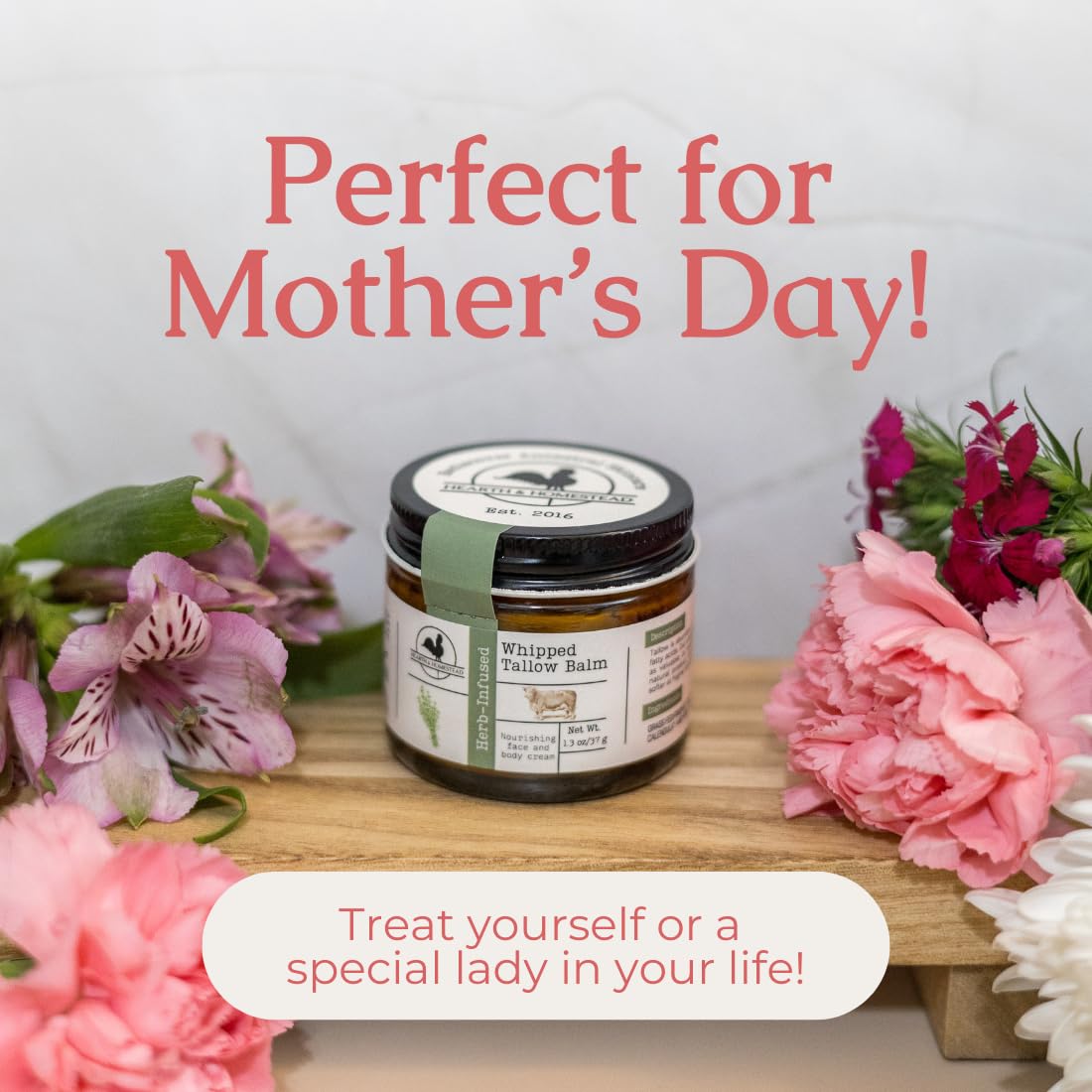 Whipped tallow balm jar with natural herb infusion