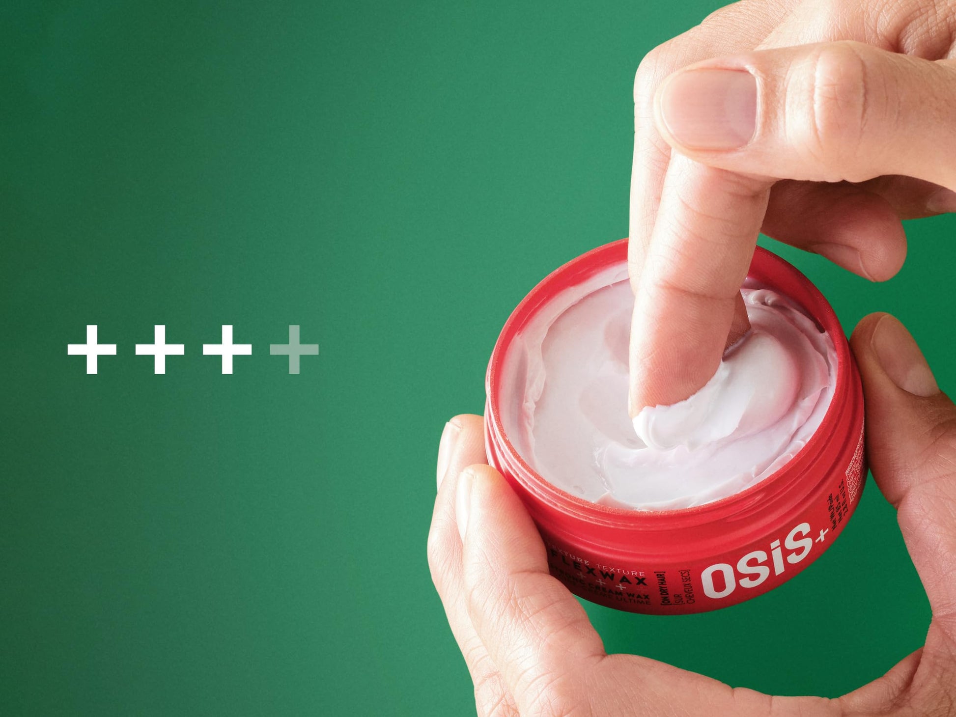 OSiS Flexwax ultra strong hair wax open container showing creamy white texture